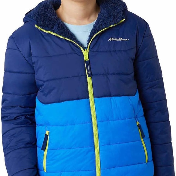 NWT Eddie Bauer Kids Reversible Plush Hoodie Jacket - Picture 1 of 11